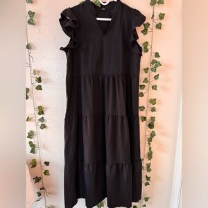 SHEIN | Black Ruffle Sleeve Maxi Dress